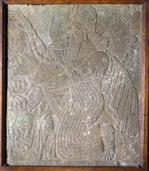 Steinplate som viser kong Ashurbanipal I (668-626 f.Kr.)